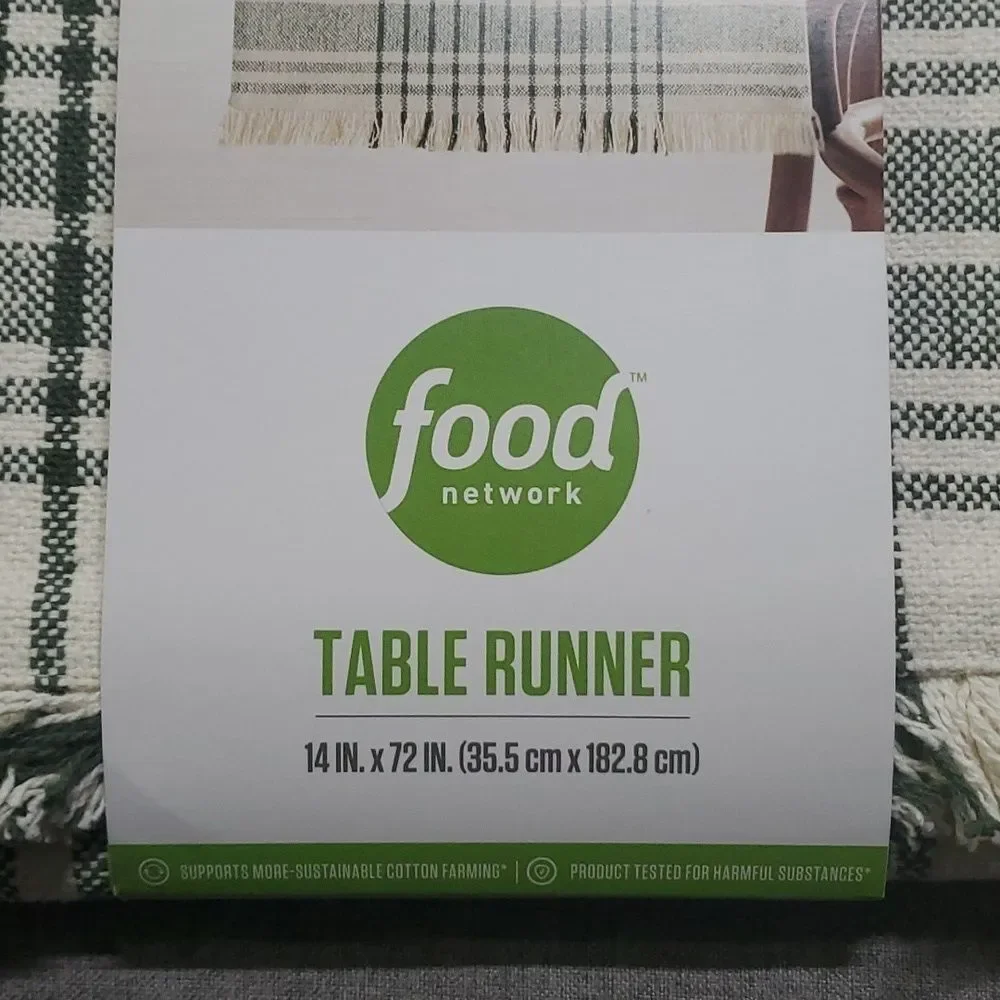 Food Network table runner 14 inches x 72 inches woven plaid runner 100% cotton